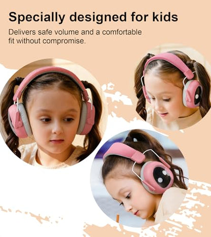 Ear protection for kids, 30dB SNR, 5.5 oz, Lightweight Adjustable - color: Pink