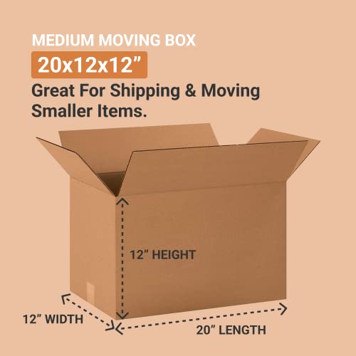 BOX USA Shipping Boxes Long 20L x 12W x 12H 20-Pack - Corrugated Cardboard Box for Moving, Mailing, Packing, Packaging and Storage - style: Standard Corrugated