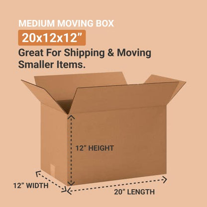 BOX USA Shipping Boxes Long 20L x 12W x 12H 20-Pack - Corrugated Cardboard Box for Moving, Mailing, Packing, Packaging and Storage - style: Standard Corrugated