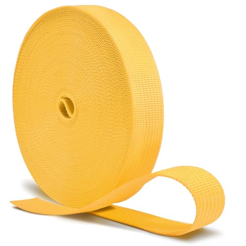 CooBigo 12 Yards Webbing 1 Inch Wide Polypropylene Webbing Strap 1" Webbing Strapping for Bags/Lawn Chair/Pool Solar Cover DIY Crafting