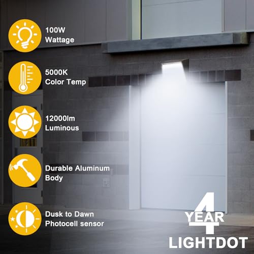Paby 100W 4 Pack LED Wall Pack Light with Dusk to Dawn Photocell Outdoor Security Lighting Commercial Industrial Wall Light for Warehouses Factories Shopping Malls - size: 100W-4 Pack