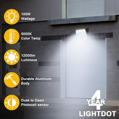 Paby 100W 4 Pack LED Wall Pack Light with Dusk to Dawn Photocell Outdoor Security Lighting Commercial Industrial Wall Light for Warehouses Factories Shopping Malls - size: 100W-4 Pack