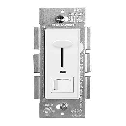 Maxxima Dimmer Light Switch, White, Blue Indicator Light 3-Way/Single Pole - size: Single Pack