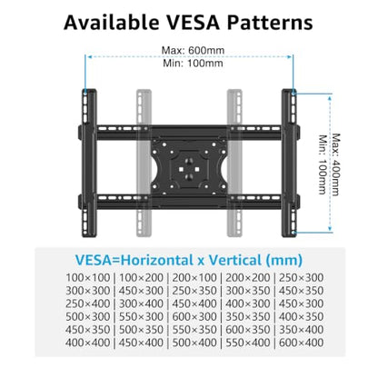 MOUNTUP Ceiling TV Mount for 40-75 Inch Flat Curved TVs, 360° Rotation Heavy Duty Articulating Pole with 99 lbs Capacity, Max VESA 600x400mm, Adjustable Height Ceiling Mount for Restaurant/Office - size: Height 60.6'', Indoor