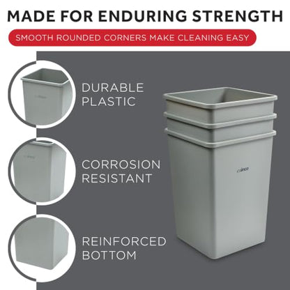 Winco 35 Gallon Gray Commercial Square Plastic Trash Can - color: Gray, size: 35 Gallon