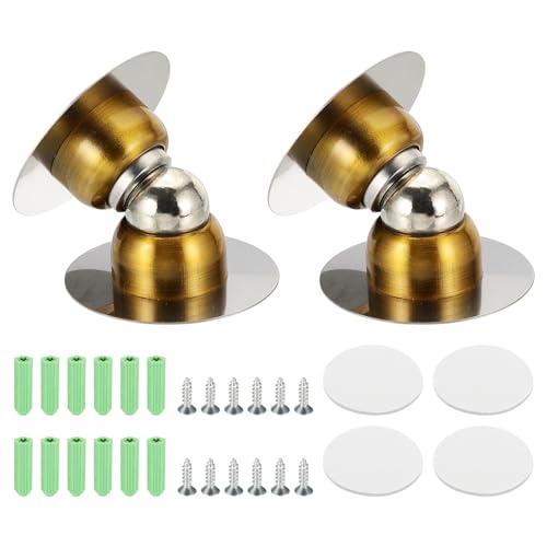 uxcell 2PCS 1.9" Magnetic Door Stoppers, Wall Floor Mounted Magnetic Door Catch Holder, Stainless Steel Door Stops for Bedroom, Bathroom, Kitchen, Office, Brass - color: Brass, size: 1.9"