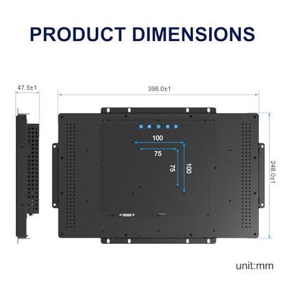 1920x1080 Industrial Touch Display, 15.6 Inch Open Frame Touch Monitor, 10-Point Multi-Touch,Plastic Front Bezel, HD-MI VGA Input, VESA Wall-Mount Installation Touch Monitor - size: 15.6