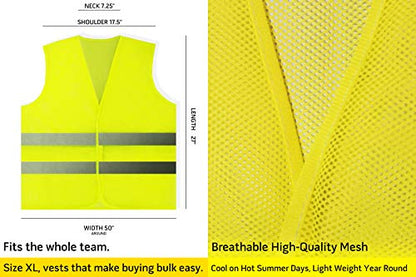 PeerBasics Safety Vests 5 Pack - Yellow Reflective High Visibility, Men Women - color: Yellow, size: 5