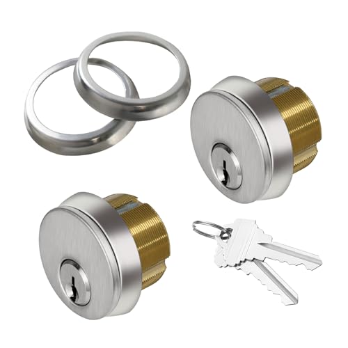 Brass Mortise Cylinder Lock Commercial storefront Door Lock Mortise cylinders Compatible with Adams Rite Kawneer and Vistawall deadbolts Comes in 2-Pack Silver with Matching Keys - color: Silver, size: 1 Set,Keyed Both Sides