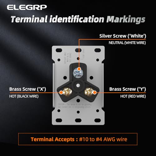 ELEGRP NEMA 10-30R Receptacle, 30 Amp 3 Prong Dryer Outlet UL Listed, 125/250V Flush Mount Power Outlet, Straight Blade Dryer with Stainless Steel Wall Plate, Non-Grounding, 1 Pack - style: NEMA 10-30R Outlet Includes Wall Plate