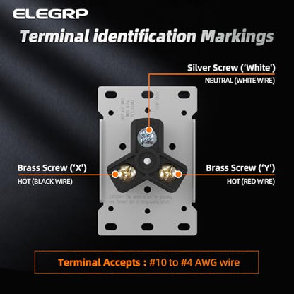ELEGRP NEMA 10-30R Receptacle, 30 Amp 3 Prong Dryer Outlet UL Listed, 125/250V Flush Mount Power Outlet, Straight Blade Dryer with Stainless Steel Wall Plate, Non-Grounding, 1 Pack - style: NEMA 10-30R Outlet Includes Wall Plate