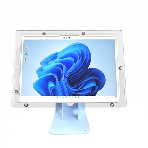Anti-Theft Acrylic Case with 360 Rotate 180 Swivel Metal Desktop Stand & 90-Degree USB C Cable for MS Surface Tablet (Clear, Surface Pro 12) - color: Clear, size: Surface Pro 12