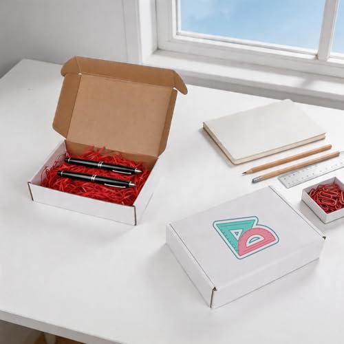 Fishat 9" x 6" x 2" White Corrugated Cardboard Shipping Boxes Set of 25 - size: 9" x 6" x 2"