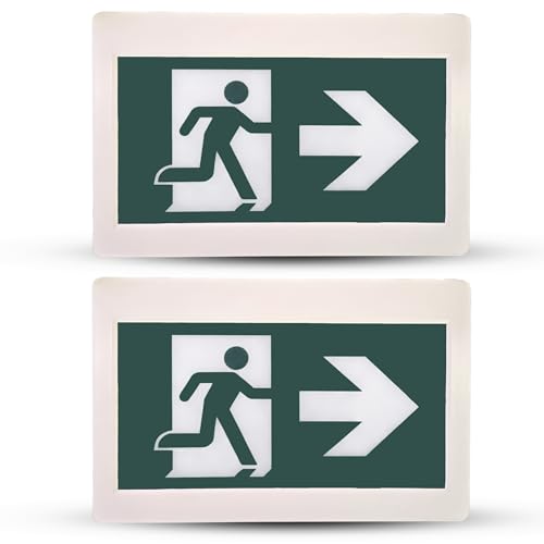 Nothing But LEDs Green Running Man LED Exit Sign with Battery Backup, White | Emergency Exit Light with Double Face, Commercial Grade, 120/347V, Hardwired Exit Lights for Business Indoor, UL, 2-Pack - size: Pack of 2