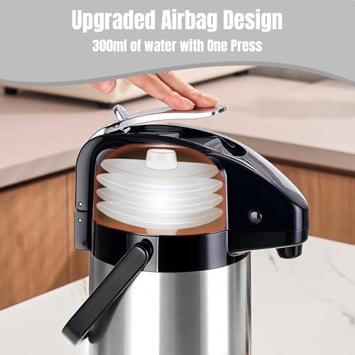 Coffee Carafe, Insulated Airpot Coffee Dispenser with Pump, 2.5L - color: Stainless Steel Color