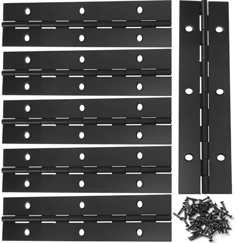 6-Inch 6-Pack Black Heavy Duty Stainless Steel Piano Hinge, Long Hinge， - size: 6inch(black)6Pcs