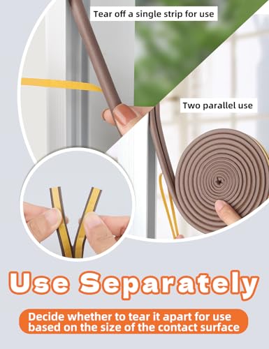 CHENYA Weather Stripping Door Seal Strip,32.8 FT D Shaped Weatherstripping - color: Brown, size: S (3/8"W × 1/4“T)