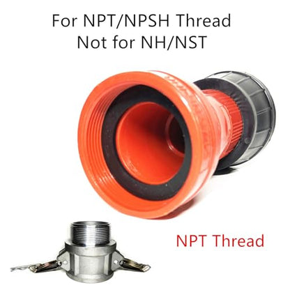 SAFBY Fire Hose Nozzle Thermoplastic Fire Equipment Spray Jet Fog (1.5" NPSH/NPT) - color: Red, size: 1.5 inch NPSH