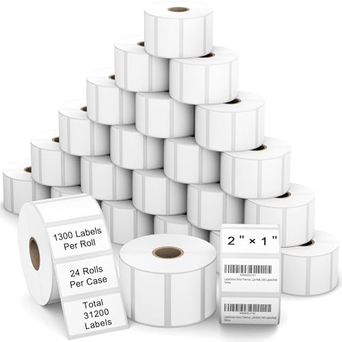 2"x1" 3-Proof Direct Thermal Barcode Labels Rolls for Zebra LP2824 ZD411 ZD410 ZD421 ZD420 GK420D, 24 Rolls 31200 Pcs Waterproof Return Address Label Used with Rollo MUNBYN Desktop Printer - color: 2"x1"-31200 Labels