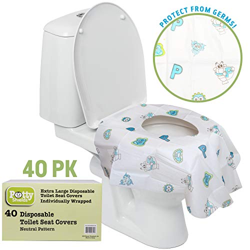Potty Shields Disposable Toilet Seat Covers, XL Waterproof Sheets, 40 Pack - color: Original, size: 40 Pack