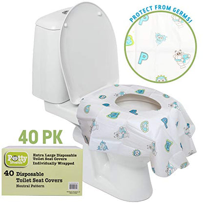 Potty Shields Disposable Toilet Seat Covers, XL Waterproof Sheets, 40 Pack - color: Original, size: 40 Pack