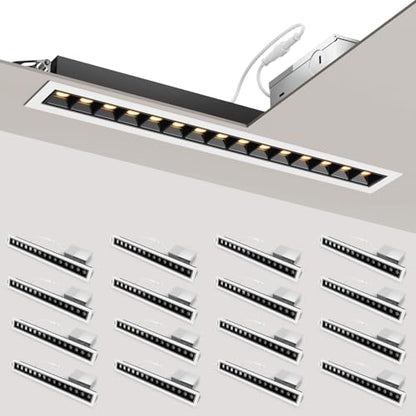 SCON 15W Linear Recessed Lighting with White Trim, 5 CCT Selectable 16 Pack - color: White / Black - 16 Pack (15W 5CCT), size: 16 Pack