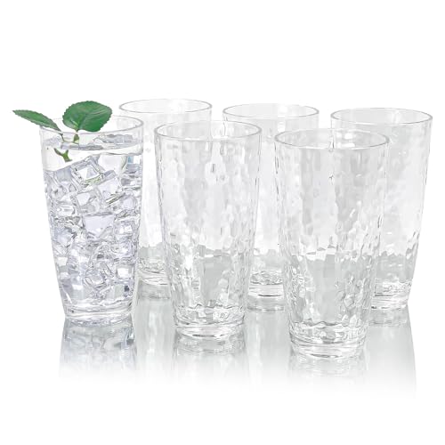 26-Ounce Plastic Tumblers (Set of 6), Reusable Plastic Mugs, BPA-Free Acrylic to Drink Mugs, Shatter Resistant, Textured Interior, Dishwasher Safe (Clear Color, 26 Ounce) - color: Clear Color, size: 26 Ounce