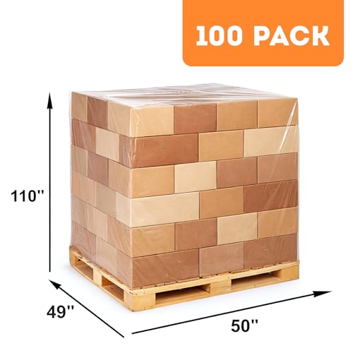 APQ Pack of 100 Plastic Pallet Covers 50 x 49 x 110. Clear Reusable Low Density Polyethylene Pallet Bag Covers 50x49x110. Thickness 2 mil. Ideal for Industrial Needs, Warehousing, Transportation. - size: 50" x 49" x 110" / 2 mil / 100 Pack