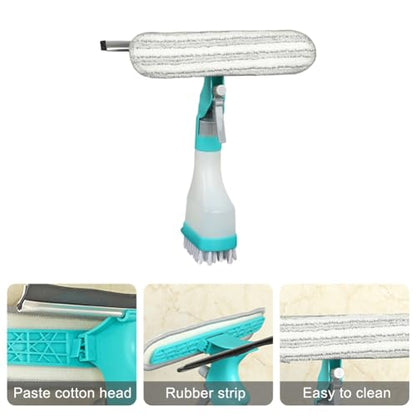 4 in 1 Window Cleaning Kit,Professional Window Vacuum Squeegee with Spray Bottle for Shower Tile Wall Mirror Glass Car Windshield Countertop,Windows Cleaner Brush Tools Easy Gadget