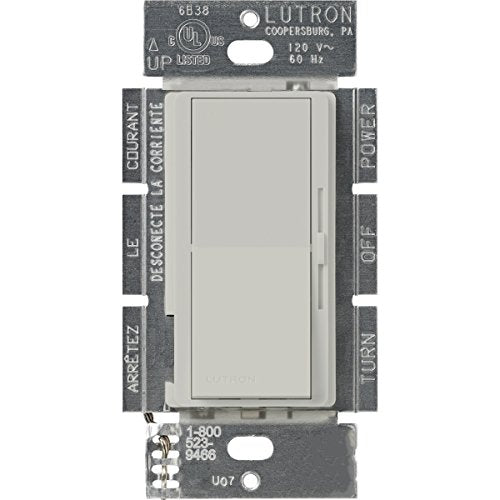 Lutron Diva Dimmer Switch for Incandescent Bulbs, 1000-Watt/Single-Pole Preset, DVSC-10P-PD, Palladium - color: Palladium