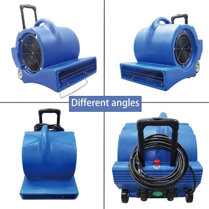 110V Air Mover, 3 Speed Floor Dryer, 900W Blue Cold Floor Blower Wet Carpet Dryer for Janitorial Home Commercial Use