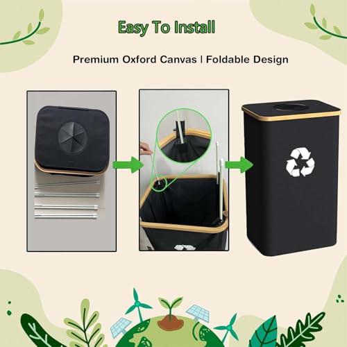 Recycling Bin for Kitchen Indoor Home, Large 100L/ 26 Gallon Recycle Bin with Lid Removeable Reusable Inner Bag Bottle Can Glass Waste Plastice Stickers (Red, 26 Gallon) - size: Red-26Gallon