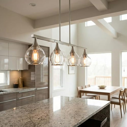 Phaosio Kitchen Island Linear Pendant Light, 4-Light, E26 Base - color: Brushed Nickel, size: 4-Light