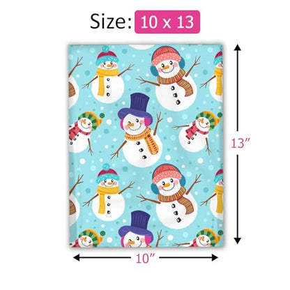 10x13 (100) Snowman Winter Designer Poly Mailers Self Sealing Waterproof Tamperproof Shipping Envelopes Christmas Premium Printed Bags For Small Businesses - color: Snowman, size: 10x13