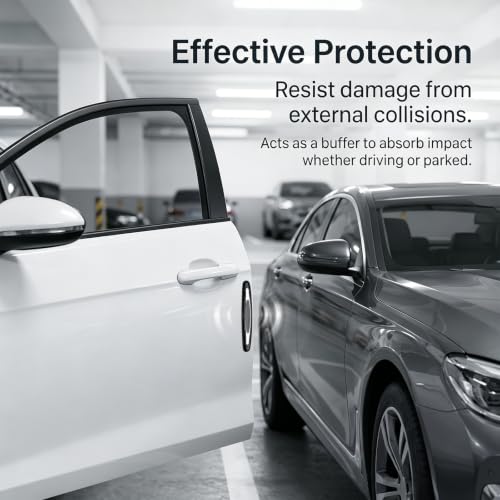 4Pcs Car Door Edge Guards, Anti‑Scratch Self‑Adhesive Protective Trim Strips, Universal Exterior Auto Accessories Compatible with Cars, Trucks, SUVs-Black - color: Black