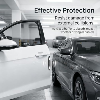 4Pcs Car Door Edge Guards, Anti‑Scratch Self‑Adhesive Protective Trim Strips, Universal Exterior Auto Accessories Compatible with Cars, Trucks, SUVs-Black - color: Black