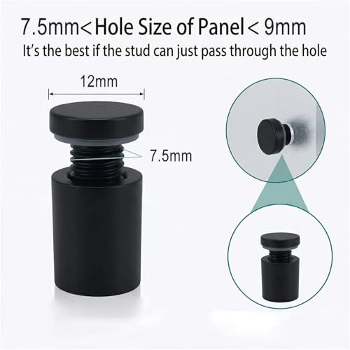 Lantee 12pcs Black Sign Standoff Screws, Stainless Steel Wall Mount Standoff Holders, Heavy Duty for 1/2" Thick Acrylic/Glass 1/2" x 1"(12x25mm) - color: Black, size: 1/2" x 1" / 12 x 25mm