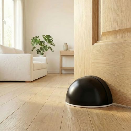 Magnetic Door Stop, Cushioning Bumper & Draft Hold, 2-Pack, Black - color: Black