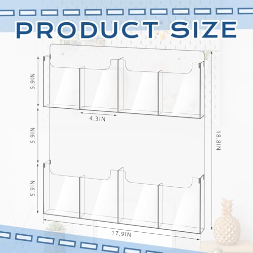 Sherr 1 Pcs Acrylic Brochure Holder Wall Mount with Removable Adjustable Dividers, Large Capacity Literature Display Stand for 4'' x 9'', 8.5'' x 11'' Pamphlets, 17.8'' x 18.9'' for Office Hotel - size: 17.8'' x 18.9''