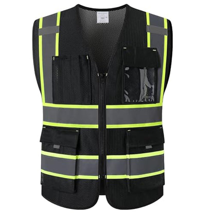 Safety Vest for Men Women with Pockets,EK176,Black,M - color: 176-black, size: Medium