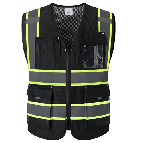 Safety Vest for Men Women with Pockets,EK176,Black,M - color: 176-black, size: Medium