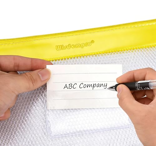 Wisdompro Zipper Pouch, 4 Pack Waterproof Mesh File Bag, Document Organizer - color: Purple/Yellow