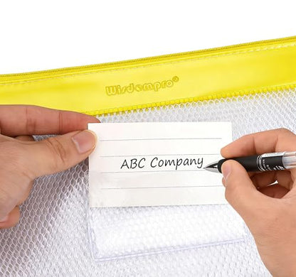 Wisdompro Zipper Pouch, 4 Pack Waterproof Mesh File Bag, Document Organizer - color: Purple/Yellow