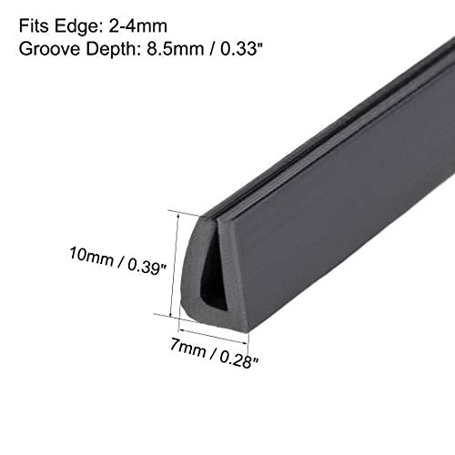 uxcell Edge Trim U Seal Extrusion, Silicone Black U Channel Edge Protector Sheet Fits 5/64-5/32inch Edge 1M/3.28Ft Length - size: 1000mmx7mmx10mm
