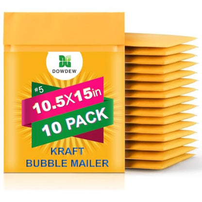 Kraft Bubble Mailers [10 Pack] Mailing Packing Envelopes #5 (10.5" x 15") - size: #5 10.5" x 15"
