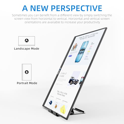 15.6 Inch Portable Monitor, 1080P FHD USB-C HDMI External Display, 250nit IPS HDR Travel Screen with Smart Stand & Speakers for Laptop PC Mac Phone Xbox Switch