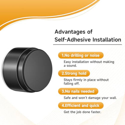 Door Stoppers for Wall with Adhesive, Aluminum, 1.38"x0.94", Black - color: Black