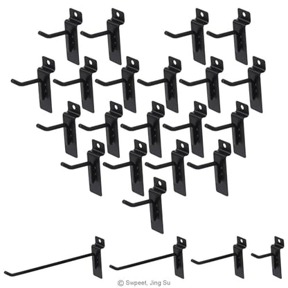 Swpeet 20Pcs 2 Inch Heavy Duty Slatwall Hooks Assortment Kit, Slatwall Accessories Slatwall Panel Hooks Garage Organization Slat Wall Hook Pegboard Gridwall Hook Display Hook for Retail Black - size: 2 Inch