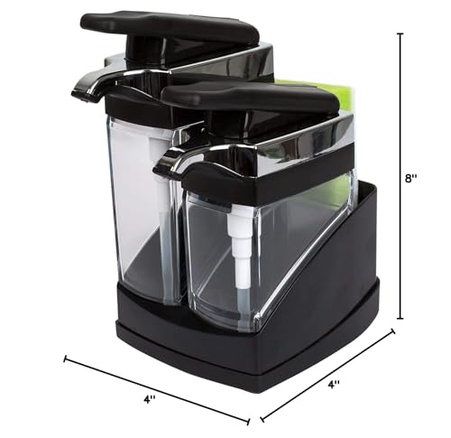 Casabella Sink Sider Duo Soap Dispensers with Sponge, Black and Chrome Plating - color: Black, size: Duo