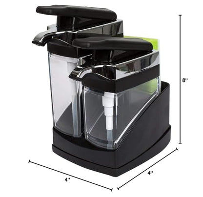 Casabella Sink Sider Duo Soap Dispensers with Sponge, Black and Chrome Plating - color: Black, size: Duo